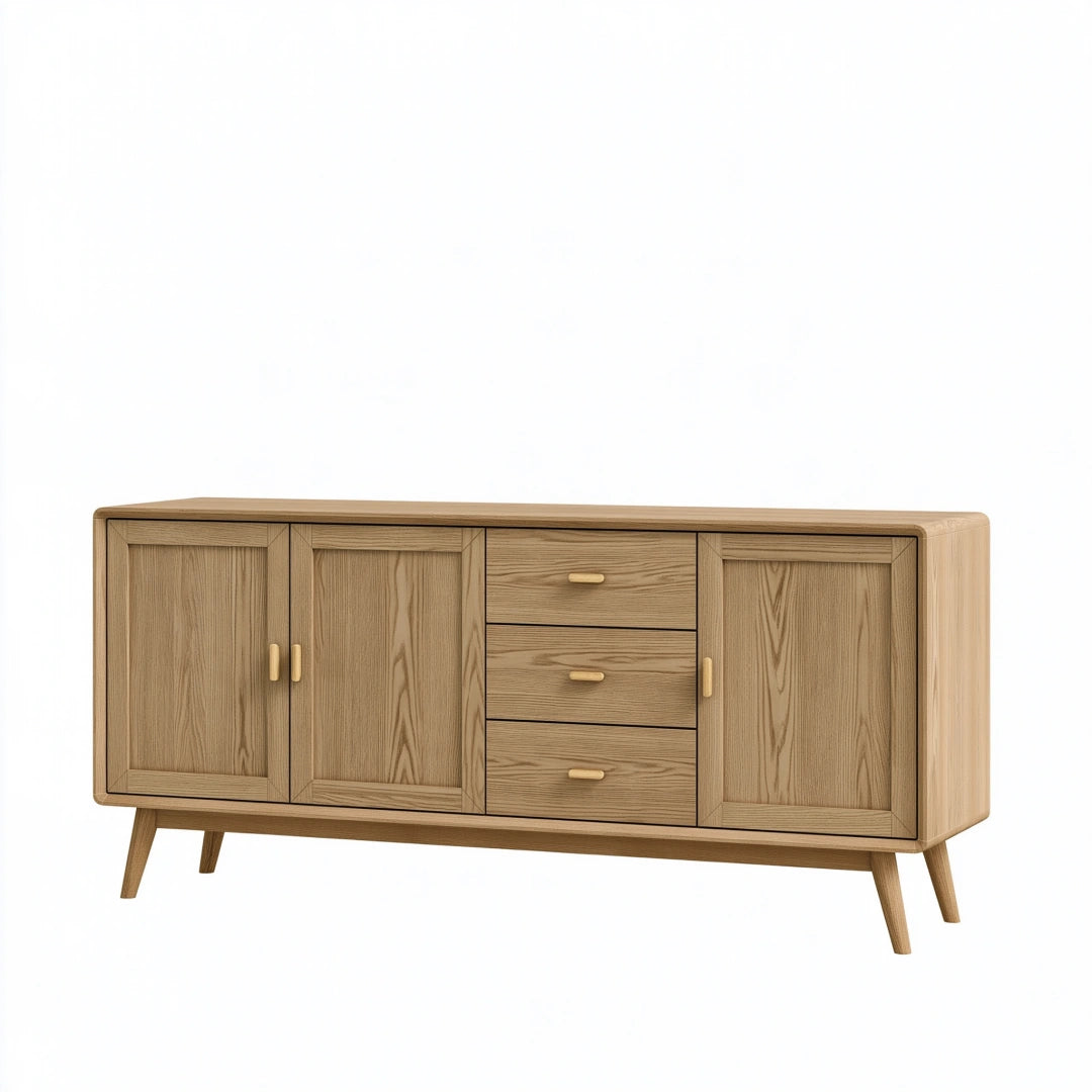 Sideboard 180 x 45 x 80 cm Holz Natur - Stauraummöbel im skandinavischen Stil