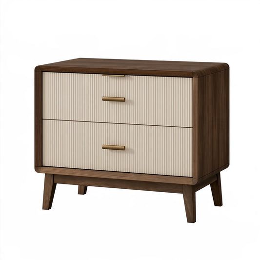 Nachttisch 60 x 40 x 60 cm in Dunkelbraun/Creme Holzwerkstoff mit 2 Schubladen im Retro-Stil