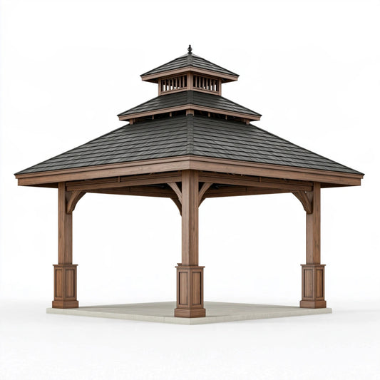 Gartenpavillon 400 x 400 x 430 cm Holz Braun für den Außenbereich mit Pagodendach