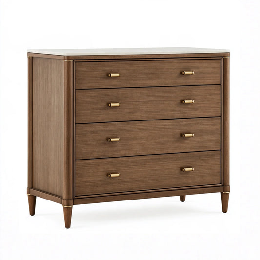Kommode 100 x 45 x 100 cm Holz Braun Weiß mit vier Schubladen im klassischen Stil