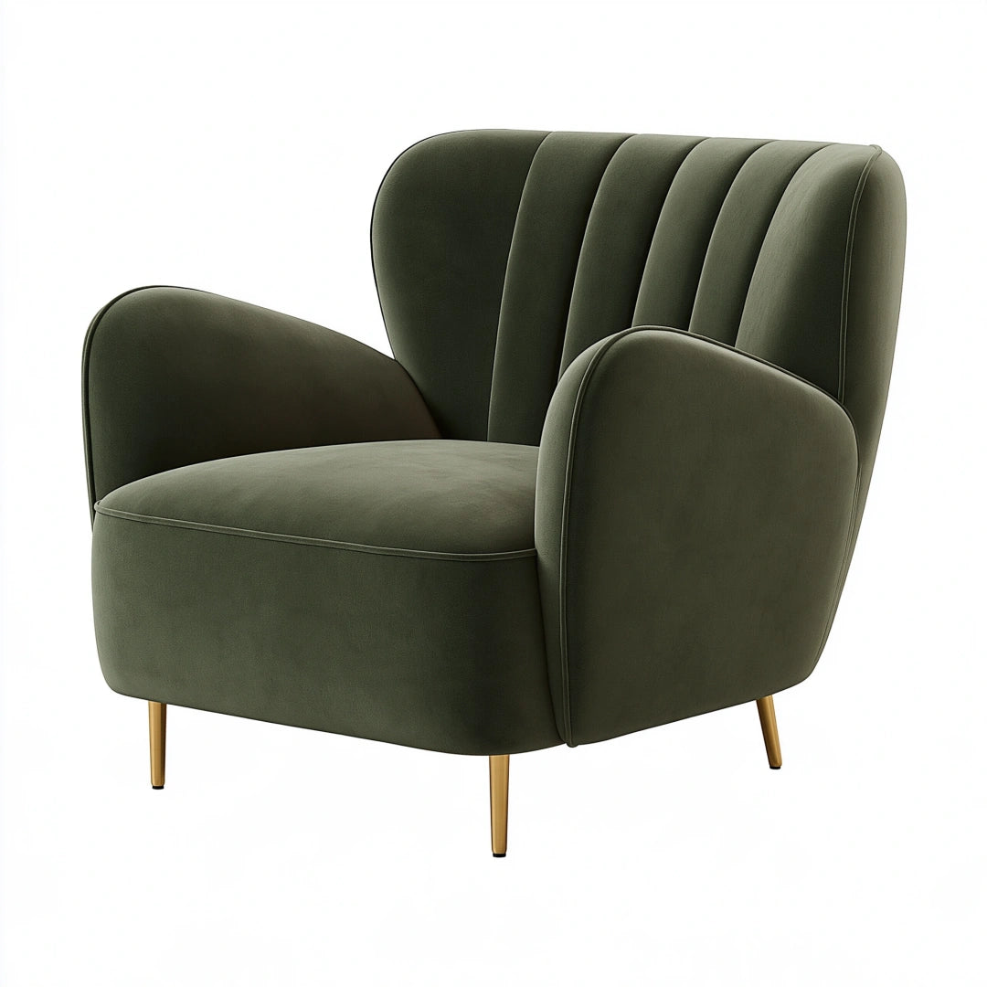 Sessel 85 x 82 x 96 cm Samt Olivgrün Wohnzimmer Retro