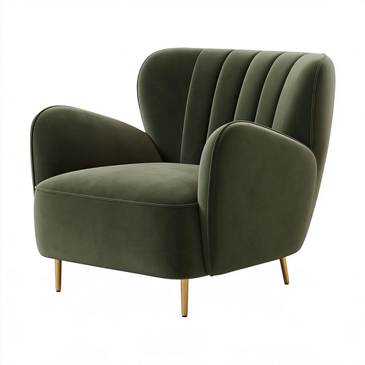 Sessel 85 x 82 x 96 cm Samt Olivgrün Wohnzimmer Retro