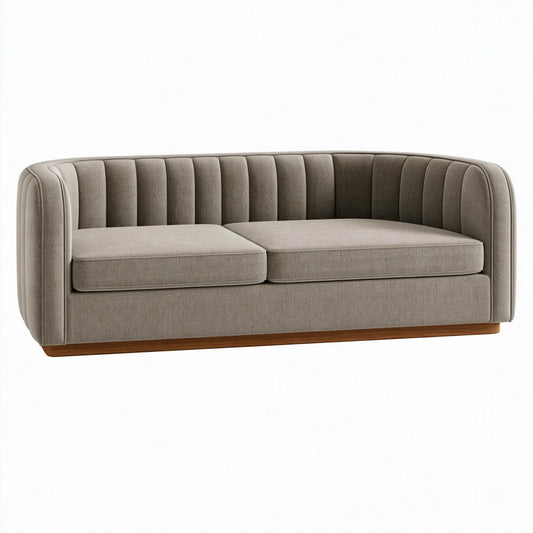 2-Sitzer Sofa 180 x 85 x 75 cm Textil Taupe - gepolstertes Wohnzimmer Sofa mit Holzsockel