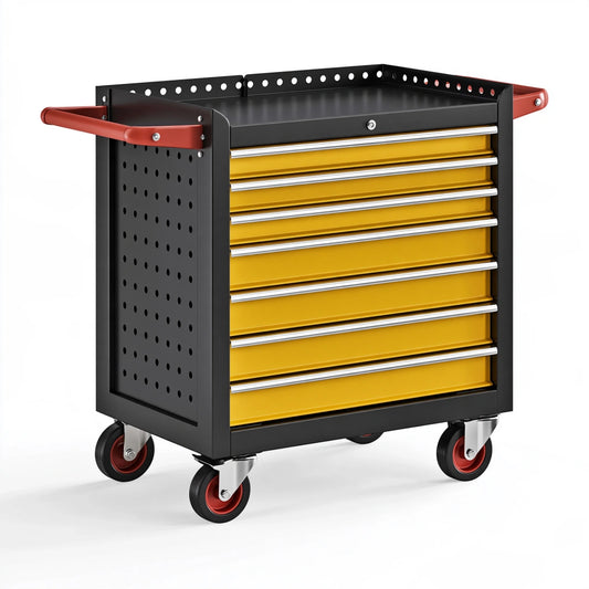 Werkzeugwagen 78 x 46 x 96 cm Stahl Schwarz Gelb mobiler Schubladenschrank